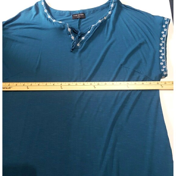 Lane Bryant Blue White Embroidery Stretchy Soft Dress Pockets Women's Size 14/16 - Picture 6 of 10